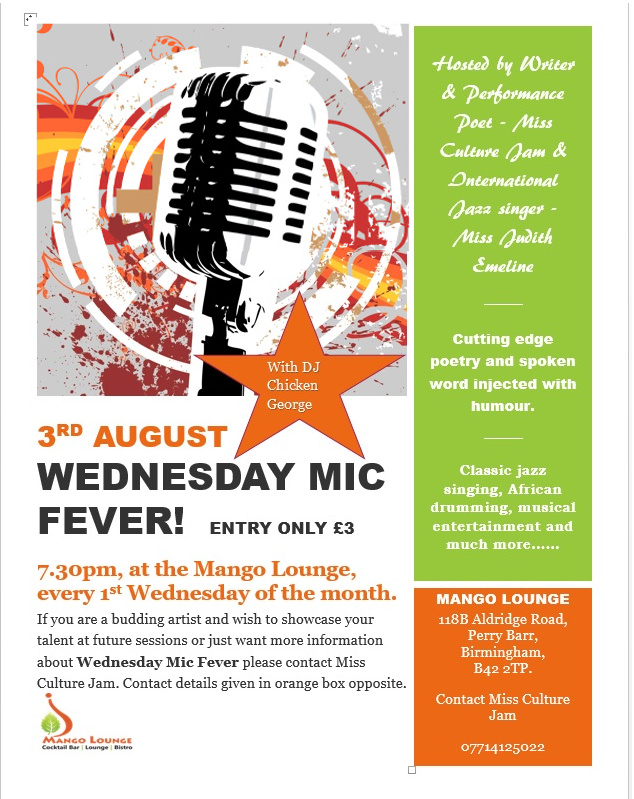 August flyer front wed mic fever